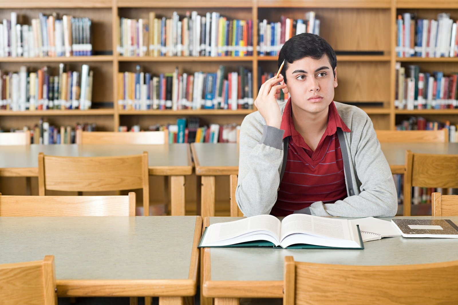 Boy in library